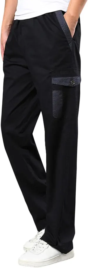 Cargo Sweatpants for Men Big and Tall Trousers Work Ripstop Cargo Pants Lightweight Cotton Jogger Work Pants 6 Pocket