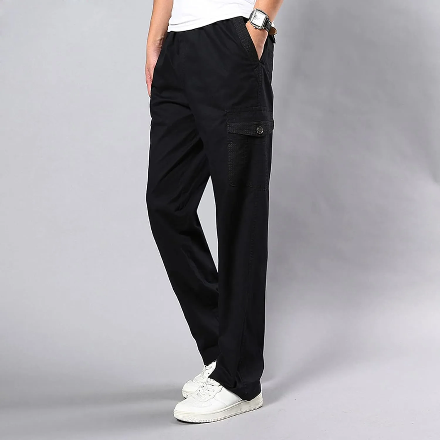 Cargo Sweatpants for Men Big and Tall Trousers Work Ripstop Cargo Pants Lightweight Cotton Jogger Work Pants 6 Pocket