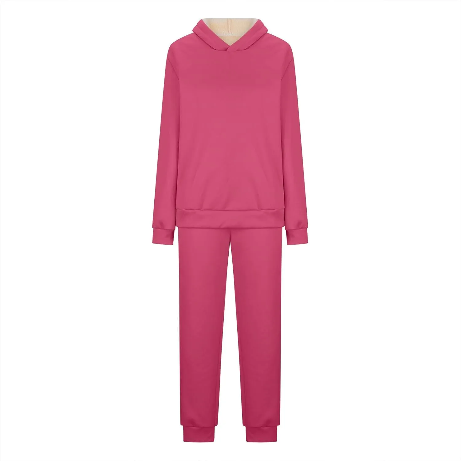 Casual Hoodie and Sweatpants Outfit Plush Thickened Hooded Pullover Sweatsuits Jogger Set 2024 Fall Winter Fashion