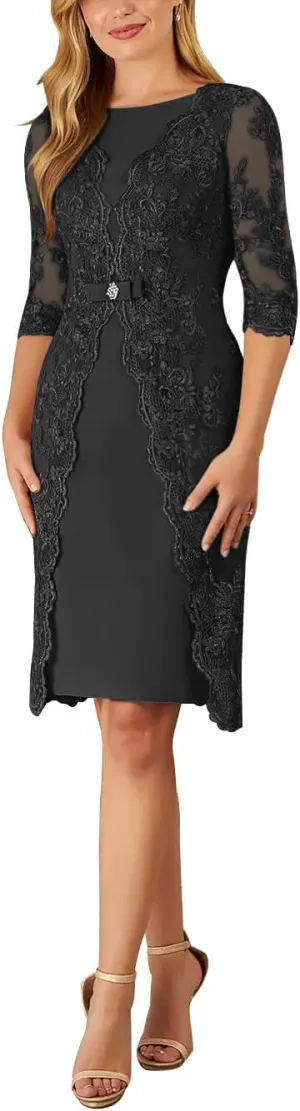 Chiffon Mother of The Bride Dresses for Women with Lace Appliques Formal Wedding Guest Dress 2024