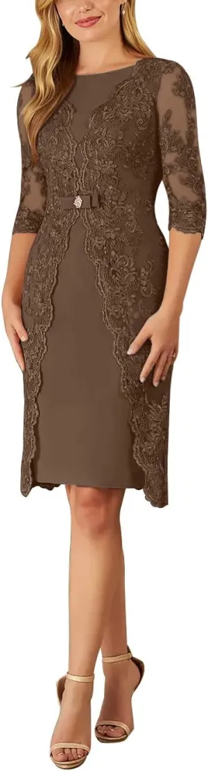 Chiffon Mother of The Bride Dresses for Women with Lace Appliques Formal Wedding Guest Dress 2024