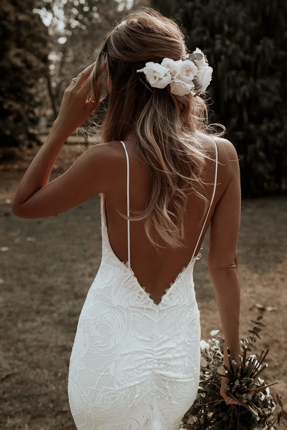 Clothfun Women's Lace Beach Wedding Dresses for Bride 2025 Long Boho Mermaid Bridal Gown CYCf023Style11