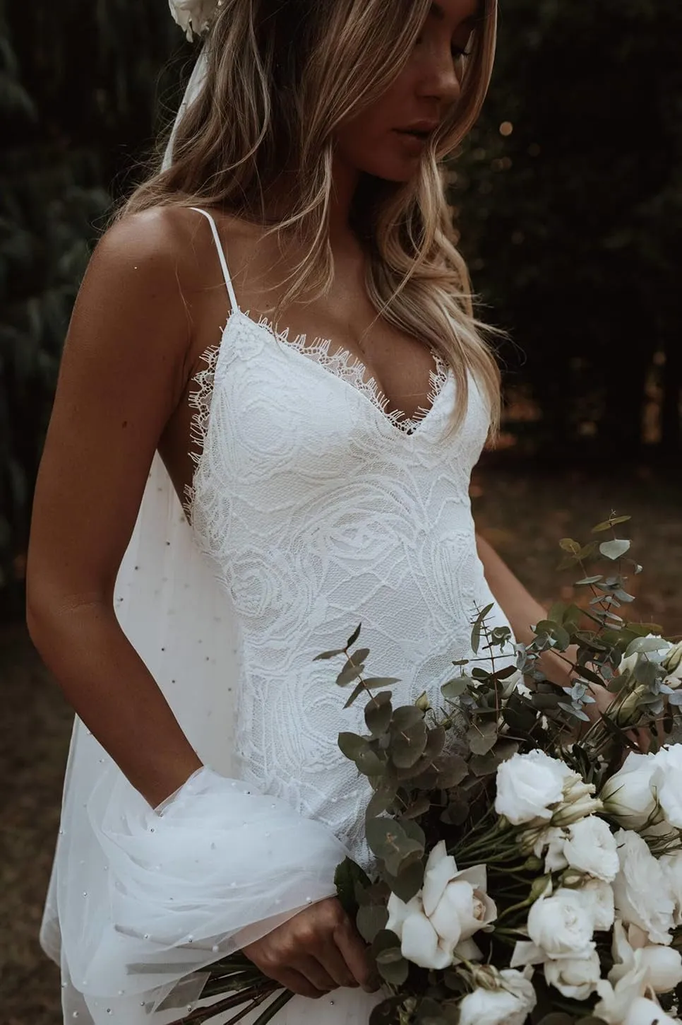 Clothfun Women's Lace Beach Wedding Dresses for Bride 2025 Long Boho Mermaid Bridal Gown CYCf023Style11