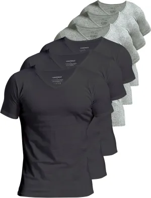 Comfneat Men's Undershirts 100 Percent Cotton Underclothing Comfy V-Neck T-Shirts (4-Pack/6-Pack)