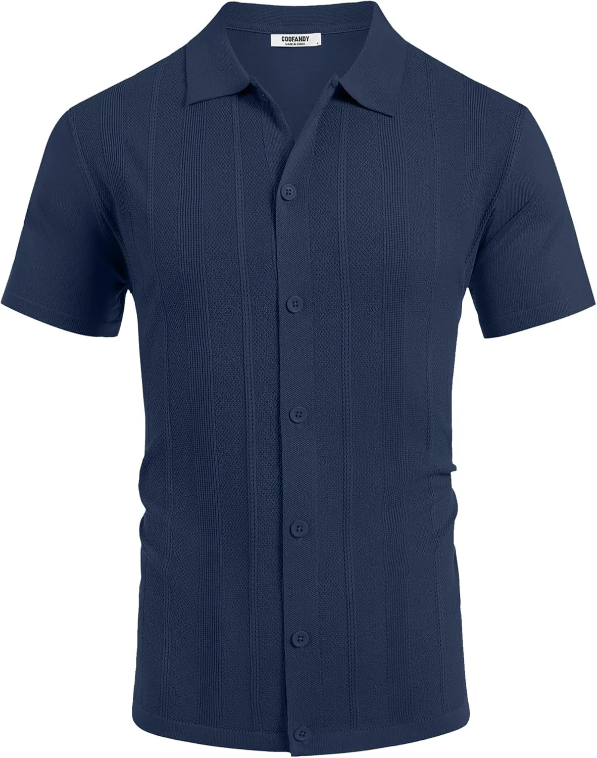 COOFANDY Mens Knit Shirt Short Sleeve Button Down Shirts Casual Summer Beach Vintage Polo Shirts
