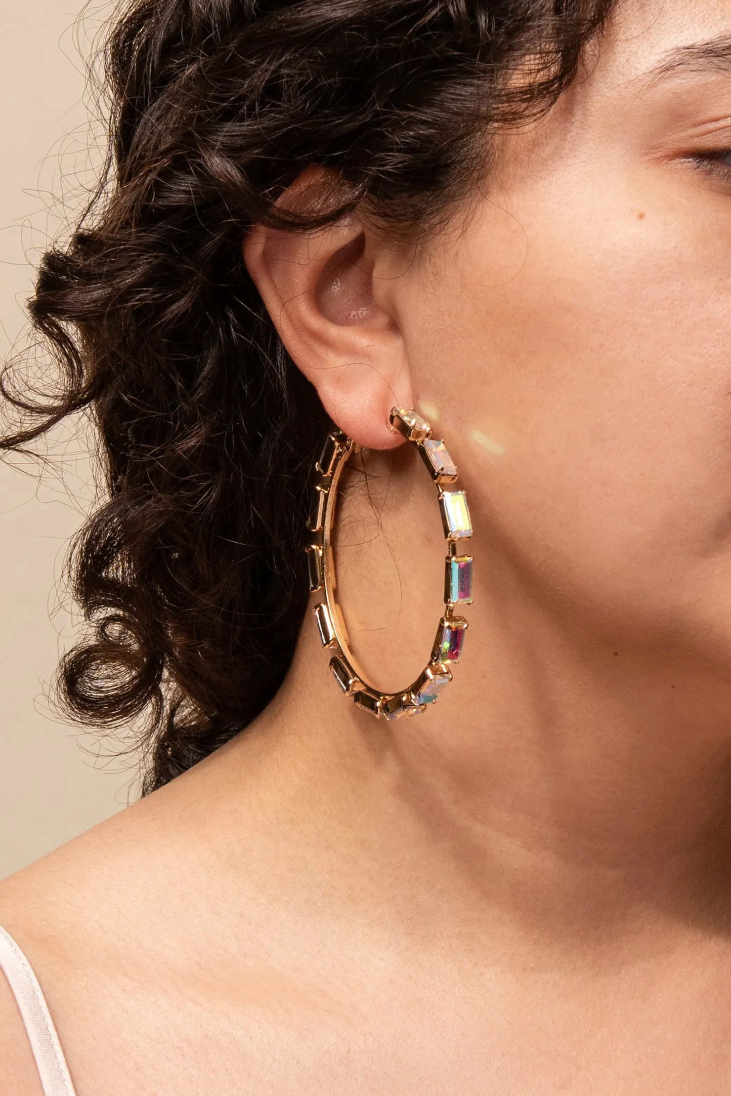Crissy Rectangle Rhinestone Hoops