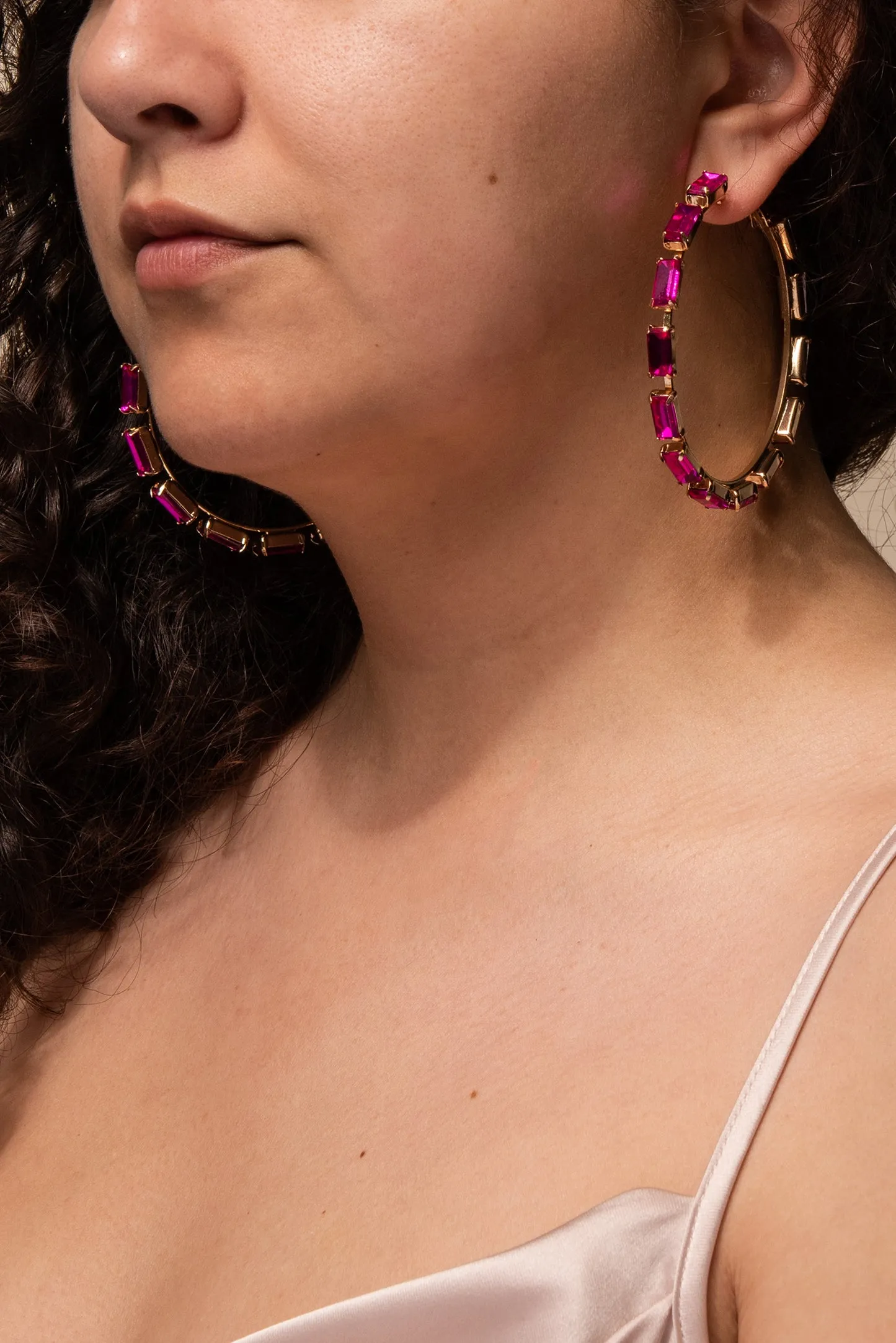 Crissy Rectangle Rhinestone Hoops