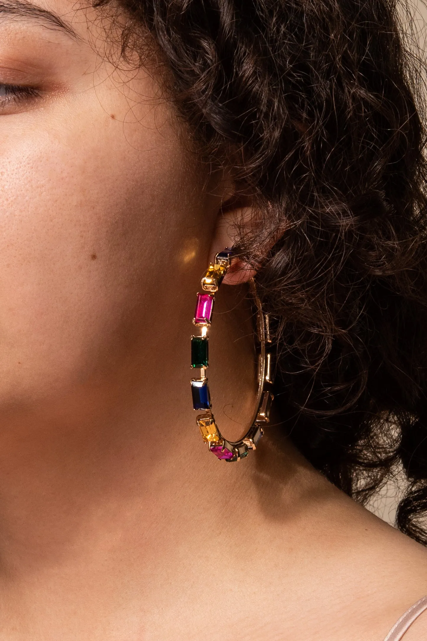 Crissy Rectangle Rhinestone Hoops