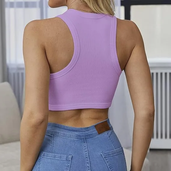 Crop Tank Tops for Women Trendy Sexy Teen Girls Going Out Tops Cute Summer Cropped Sleeveless Knit Ribbed White/Black