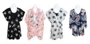 CU-CMFLOX - Wholesale Women's Plus Sheer Tropical & Floral Print Cover-Ups