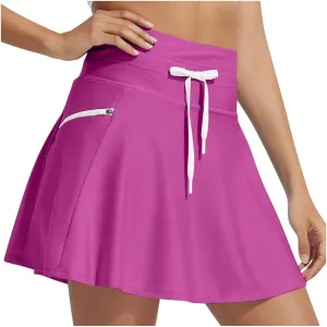 DDAPJ pyju Women's High Waisted Swim Skirt Tummy Control Tankini Swimsuit Skort Bathing Suit Bottoms with Zipper Pocket