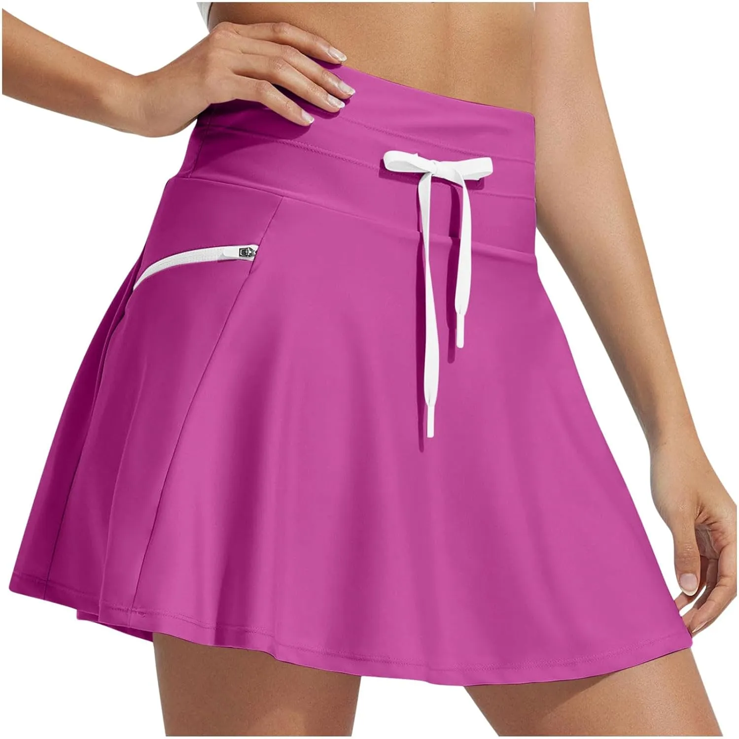 DDAPJ pyju Women's High Waisted Swim Skirt Tummy Control Tankini Swimsuit Skort Bathing Suit Bottoms with Zipper Pocket