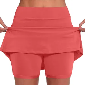 DDAPJ pyju Womens Summer Tennis Skirts with Shorts Underneath High Waisted Golf Inner Shorts Running Sports Pickleball Skorts
