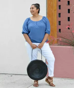 DEVI dotted swiss top in Denim Blue
