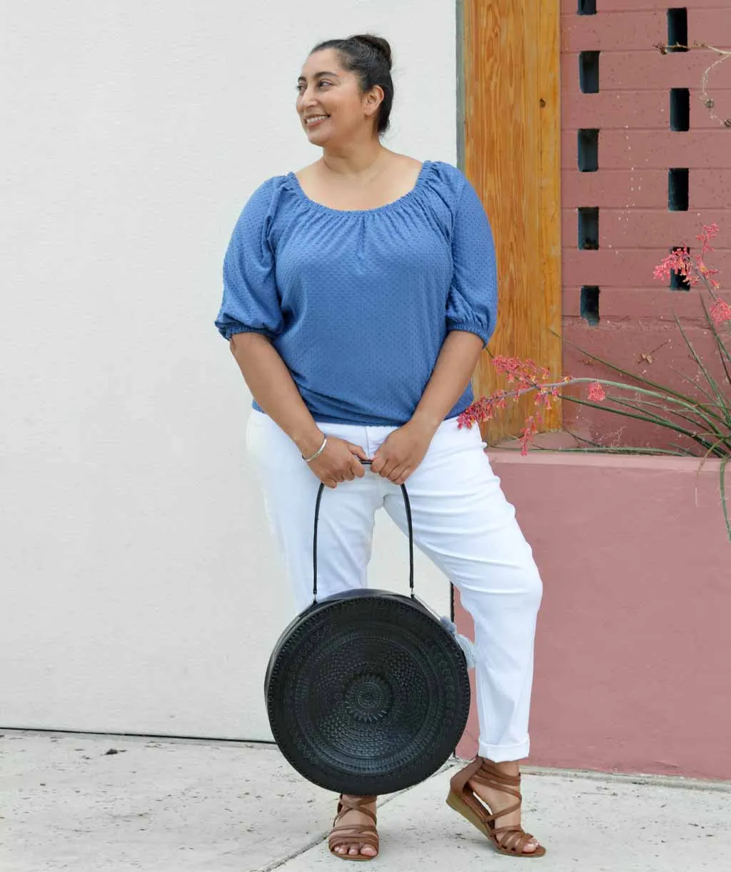 DEVI dotted swiss top in Denim Blue