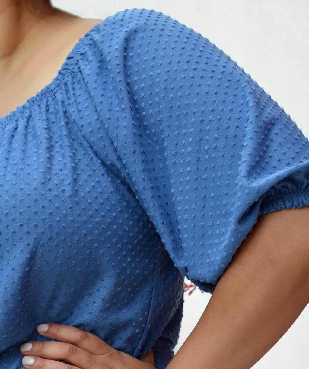 DEVI dotted swiss top in Denim Blue