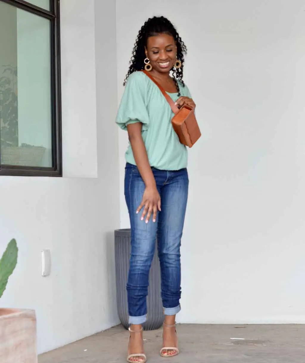 DEVI dotted swiss top in Sage Mint