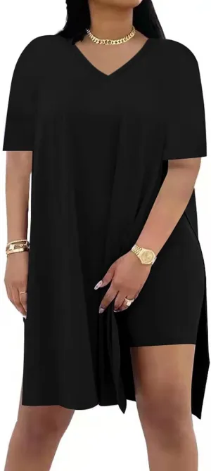 Difanlv Plus Size Womens 2 Piece Outfits Tracksuits Short Sleeve Tunic Tops Bodycon Shorts Sweatsuit Sets