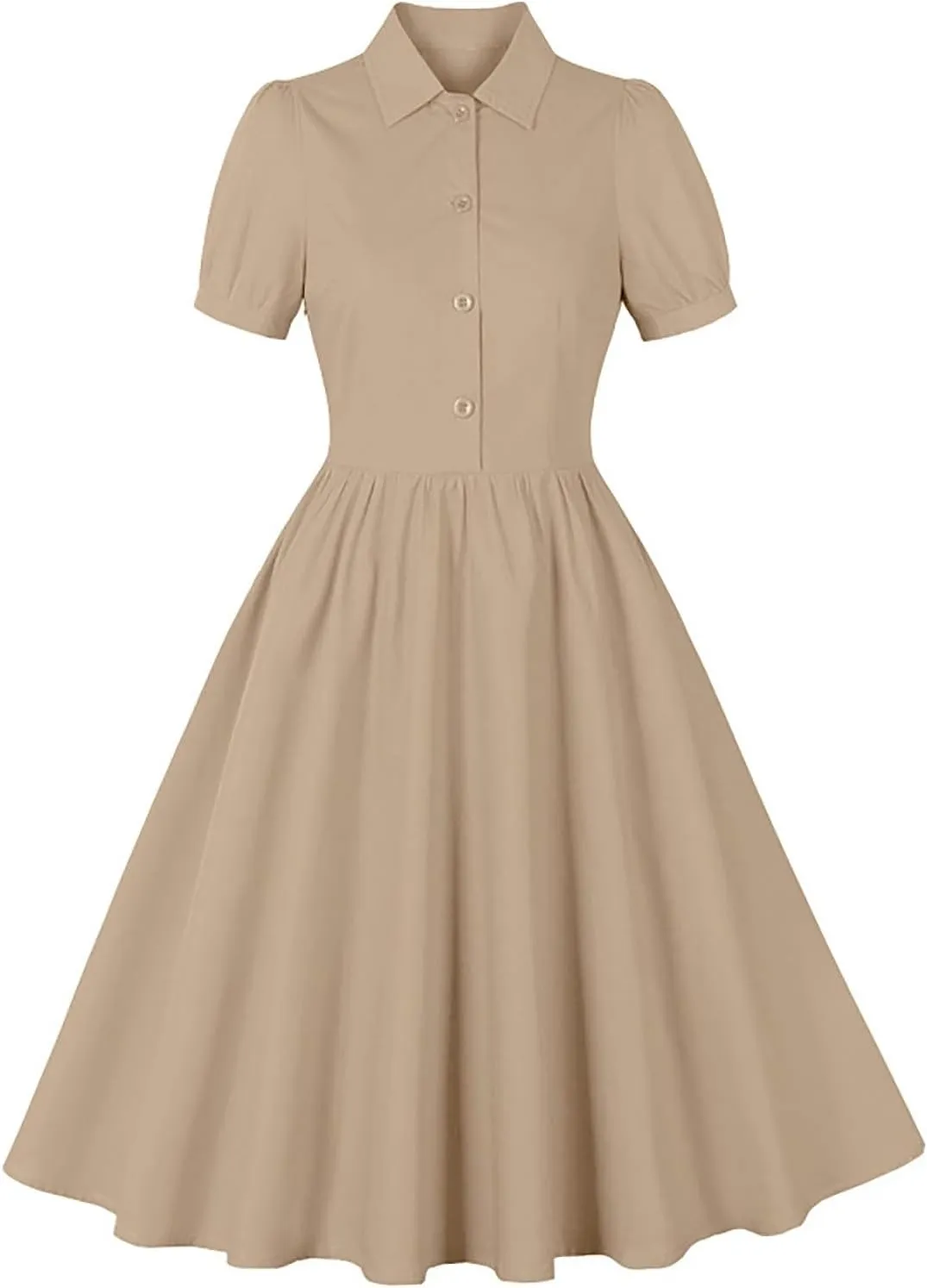 Dresses for Women Plus Size Lapel Collar Flowy Swing Vacation Dress Casual Midi Dress Summer Short Sleeve Retro Dress