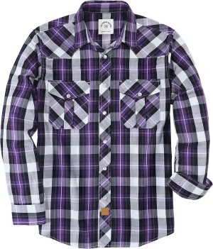 Dubinik Pearl Snap Shirts for Men Long Sleeve Western Shirts for Men Vintage Casual Plaid Shirt Cowboy Shirts for Men