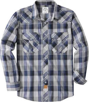 Dubinik Pearl Snap Shirts for Men Long Sleeve Western Shirts for Men Vintage Casual Plaid Shirt Cowboy Shirts for Men