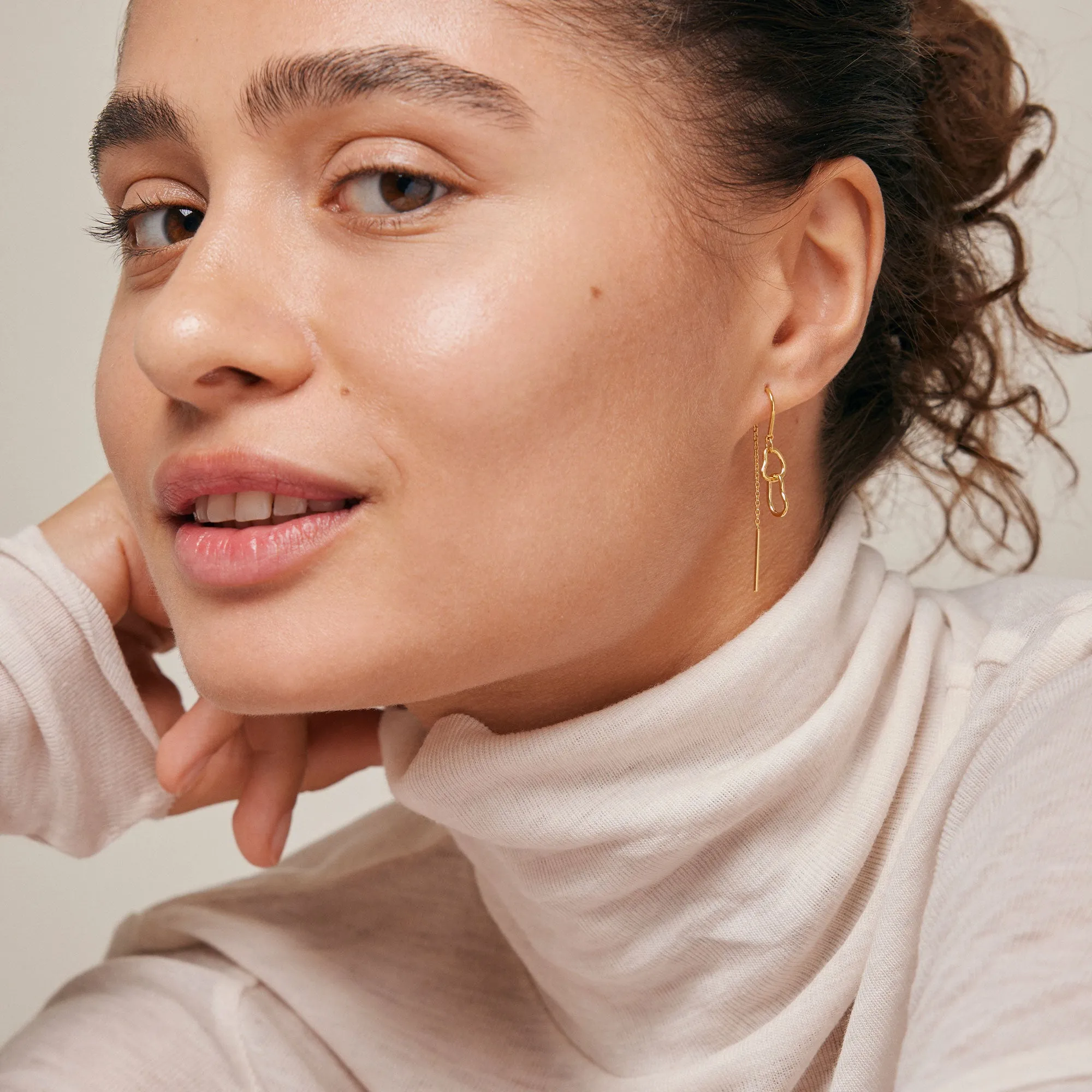 Earring, Organic Double Circle