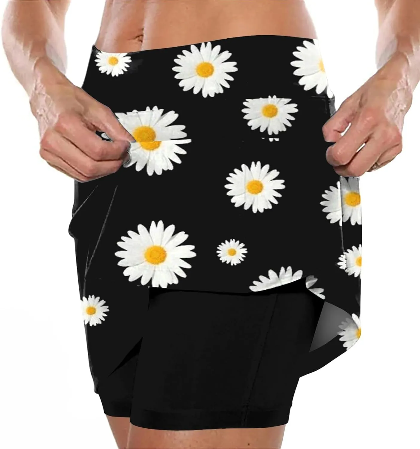 Elastic Yoga Culottes for Women Solid Color Athletic Shorts Lightweight High Waist Skinny Floral Print Joggers 2024