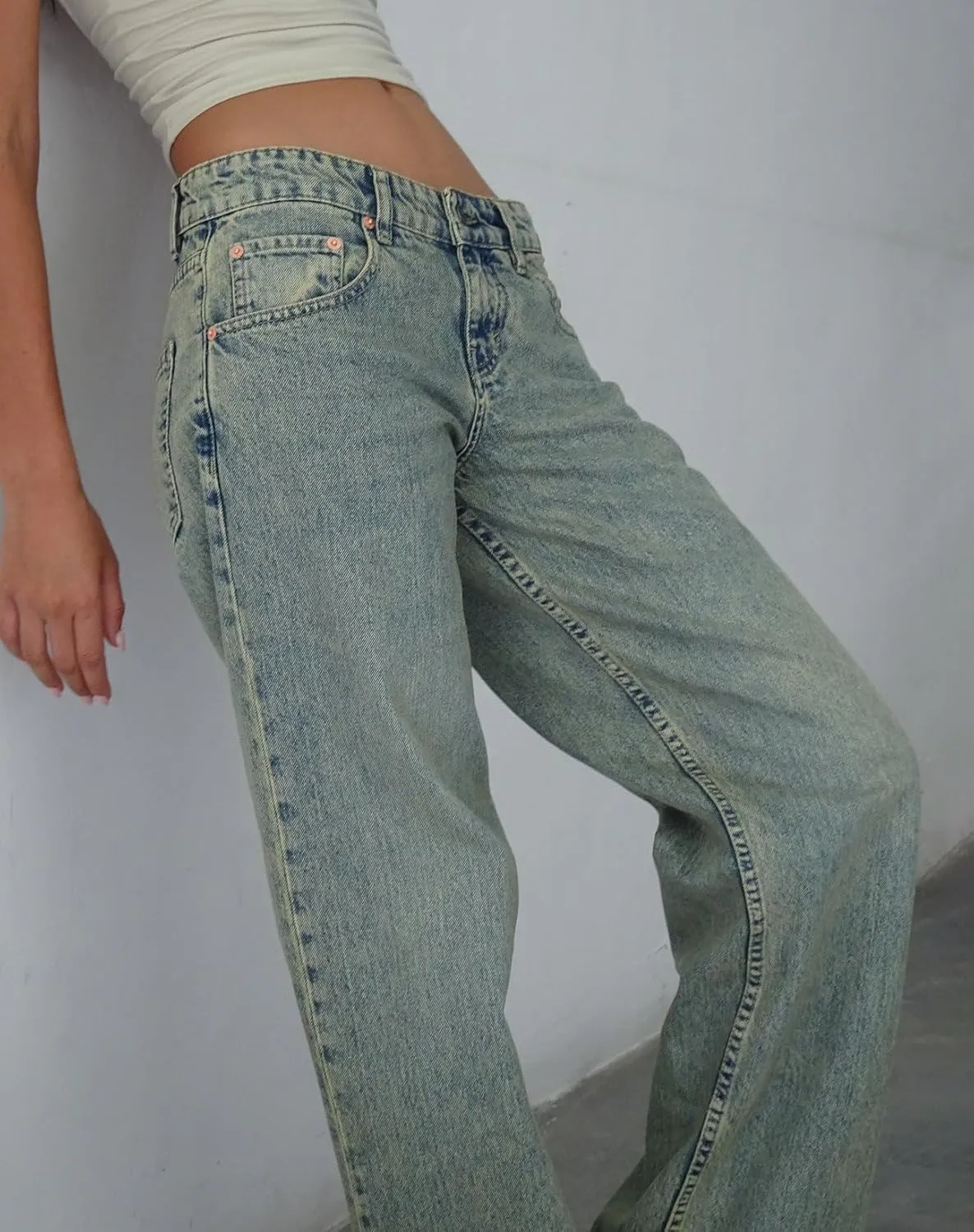 EMMIOL Women's Baggy Boyfriend Jeans Distressed Denim Pants Wide Leg Straight Trousers Streetwear Pants