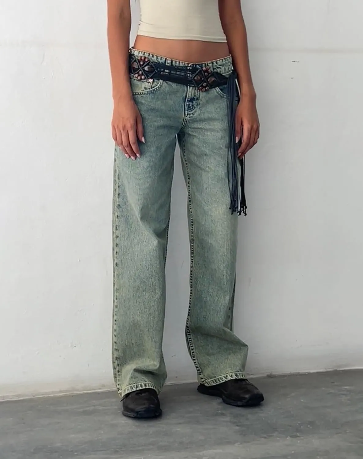 EMMIOL Women's Baggy Boyfriend Jeans Distressed Denim Pants Wide Leg Straight Trousers Streetwear Pants