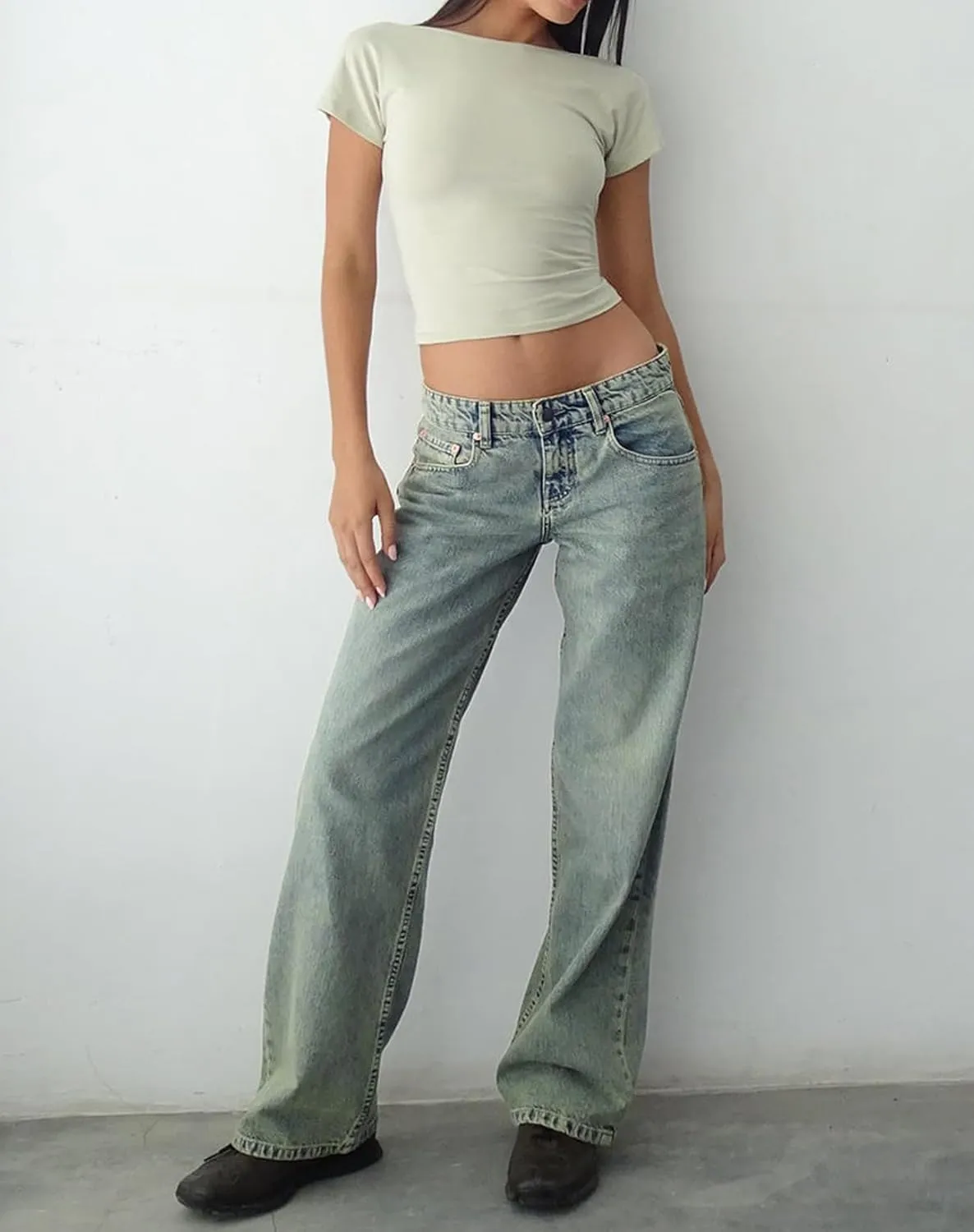 EMMIOL Women's Baggy Boyfriend Jeans Distressed Denim Pants Wide Leg Straight Trousers Streetwear Pants
