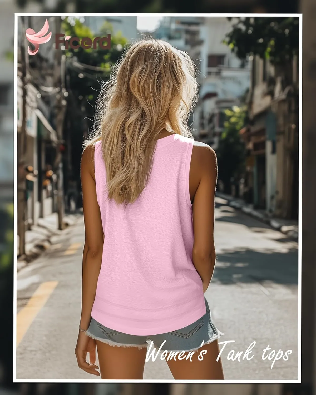 Ficerd 3 Pack Women's Tank Tops Sleeveless Crew Neck Summer T-Shirts Side Curved Hem Loose Casual Blouses