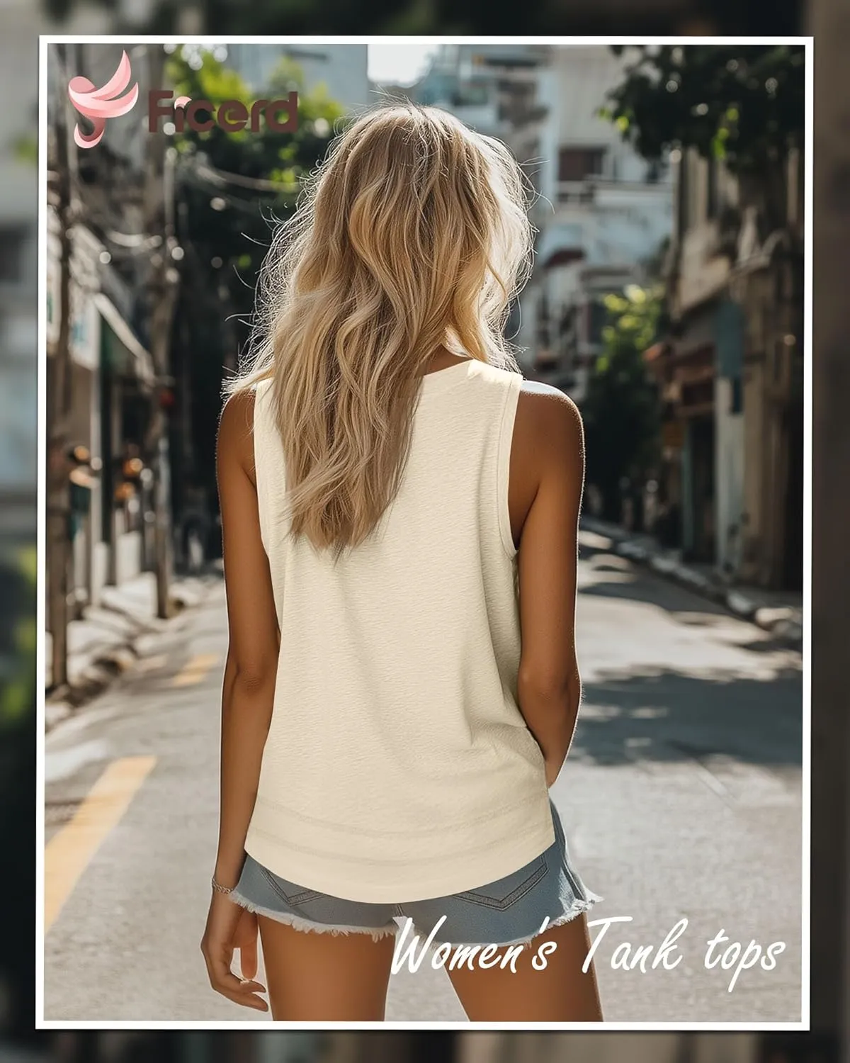 Ficerd 3 Pack Women's Tank Tops Sleeveless Crew Neck Summer T-Shirts Side Curved Hem Loose Casual Blouses