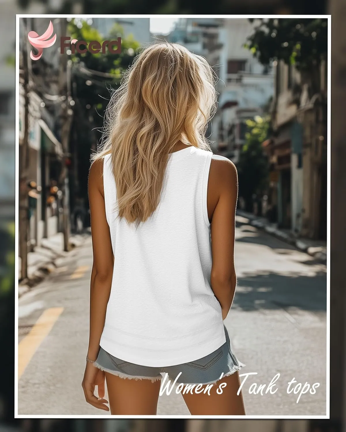 Ficerd 3 Pack Women's Tank Tops Sleeveless Crew Neck Summer T-Shirts Side Curved Hem Loose Casual Blouses