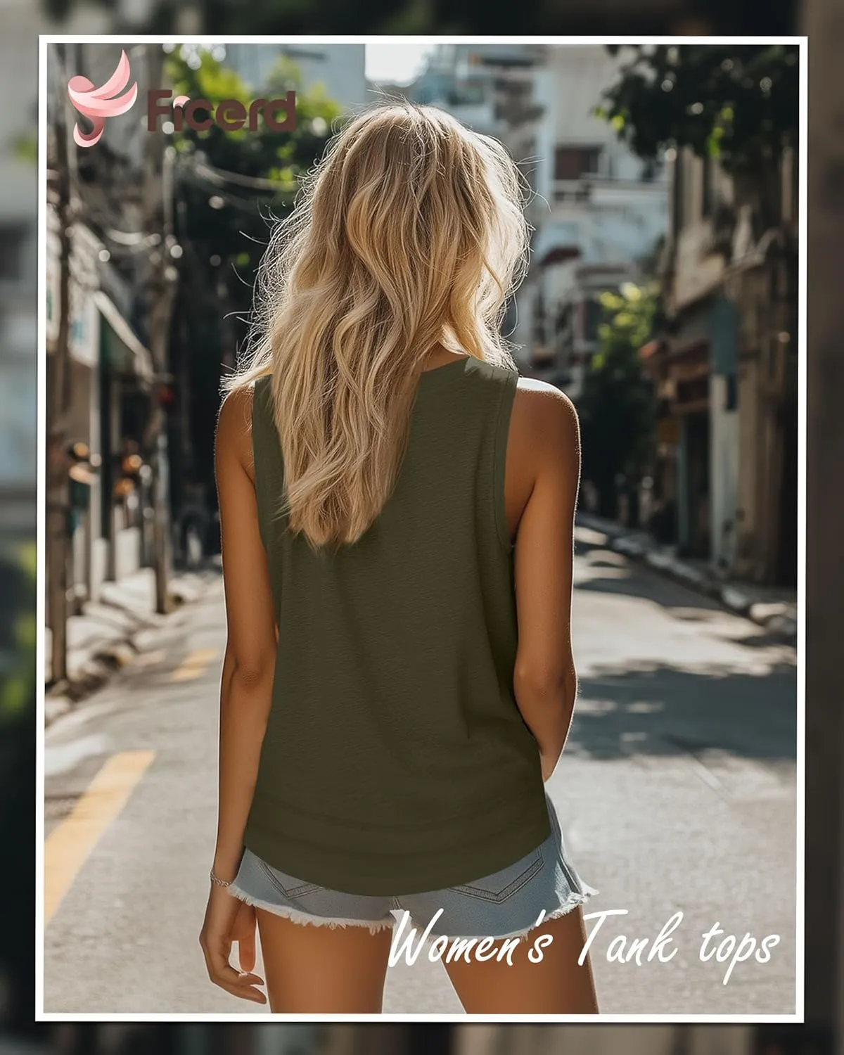 Ficerd 3 Pack Women's Tank Tops Sleeveless Crew Neck Summer T-Shirts Side Curved Hem Loose Casual Blouses