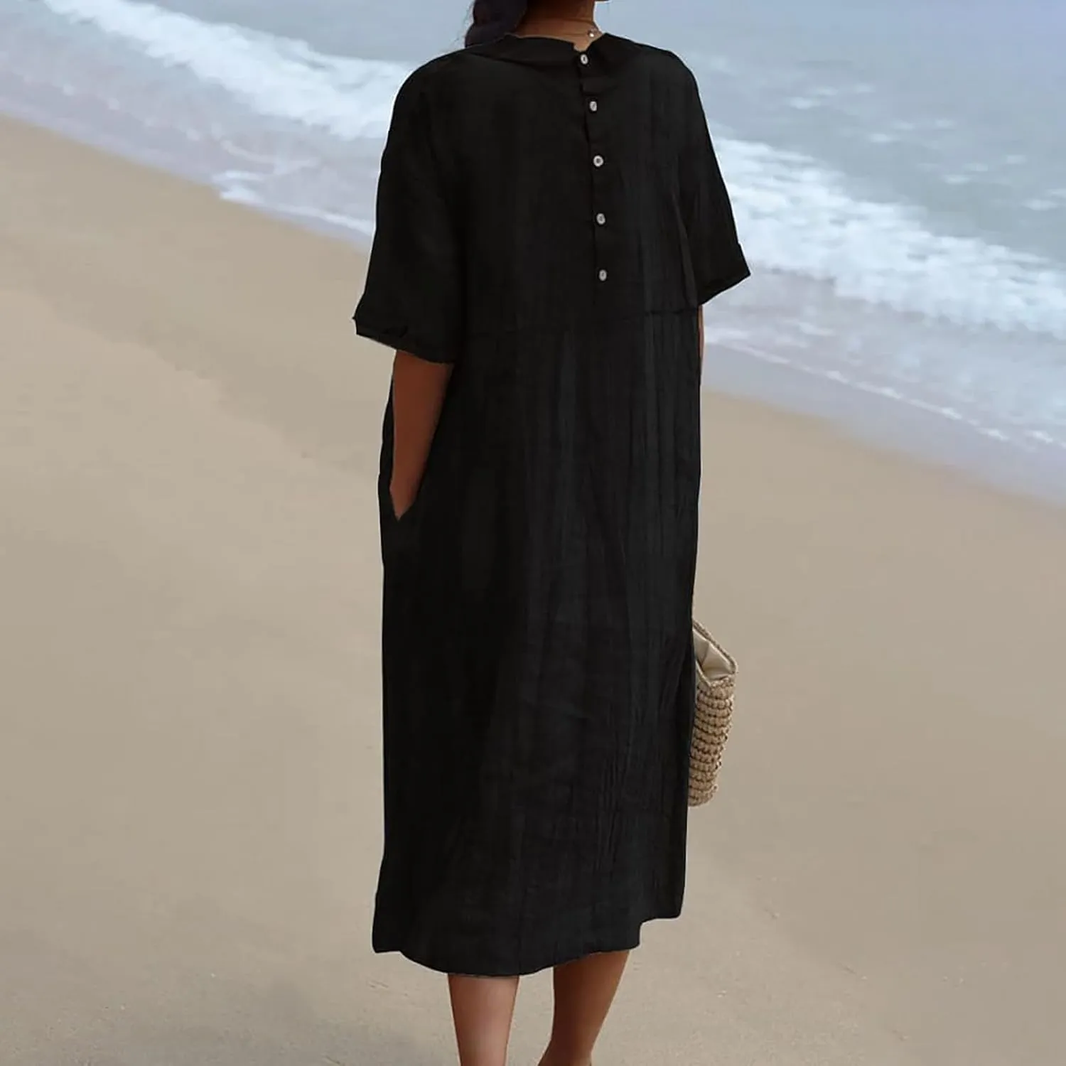 Floral Long Dress for Women Lapel Neck Short Sleeve Midi Dress Plus Size Maxi Dresses Beach Vacation Sundresses