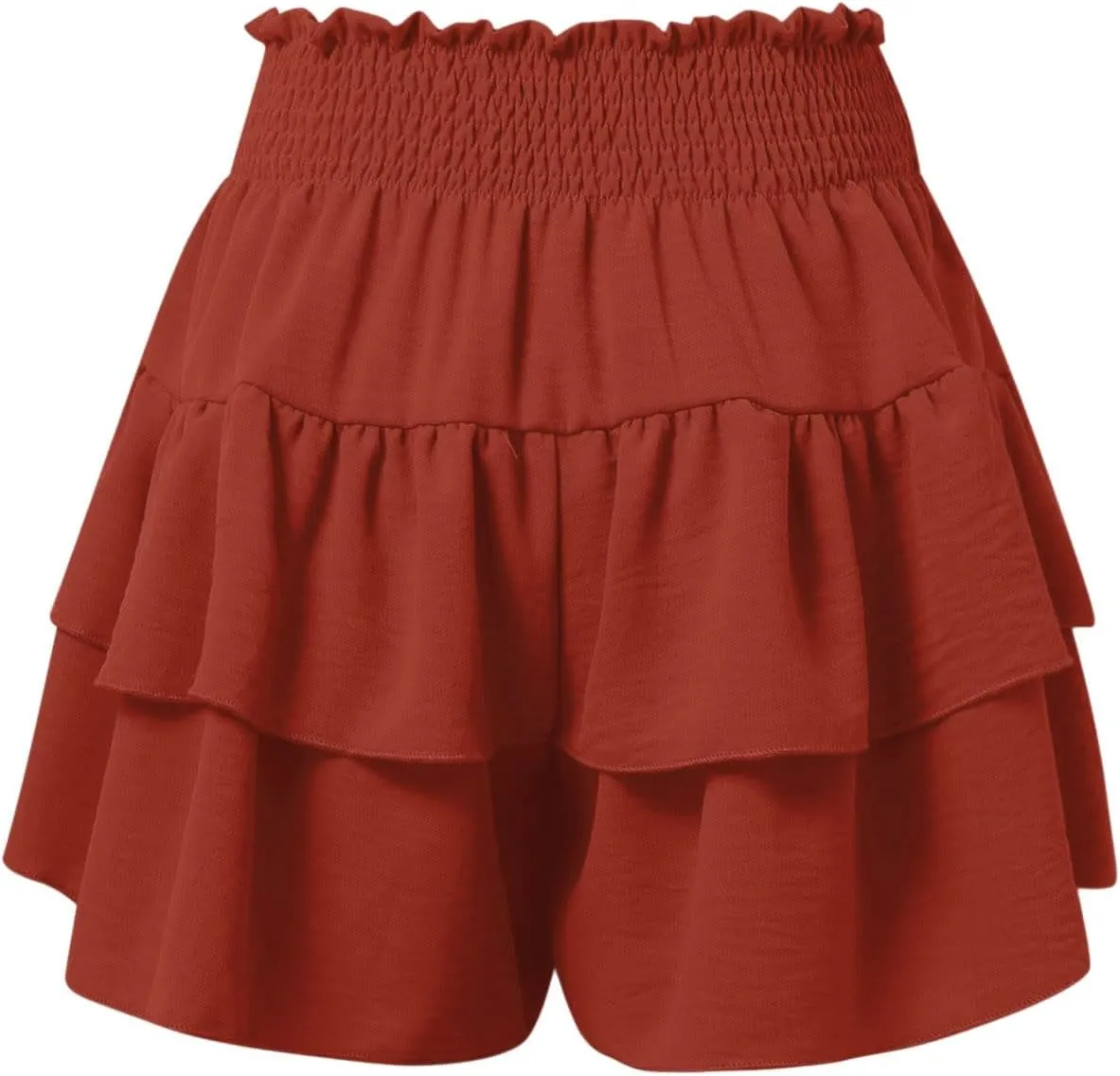 Flowy Running Shorts for Women High Waisted Solid Color Summer Tennis Skirts Trendy Casual Boho Ruffled Tiered Skort