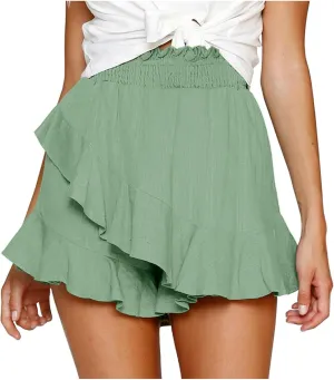 Flowy Shorts for Women Fashion Mini Wrap Skorts Skirts Beach Shorts Baggy High Waisted Short Summer Vacation Outfits