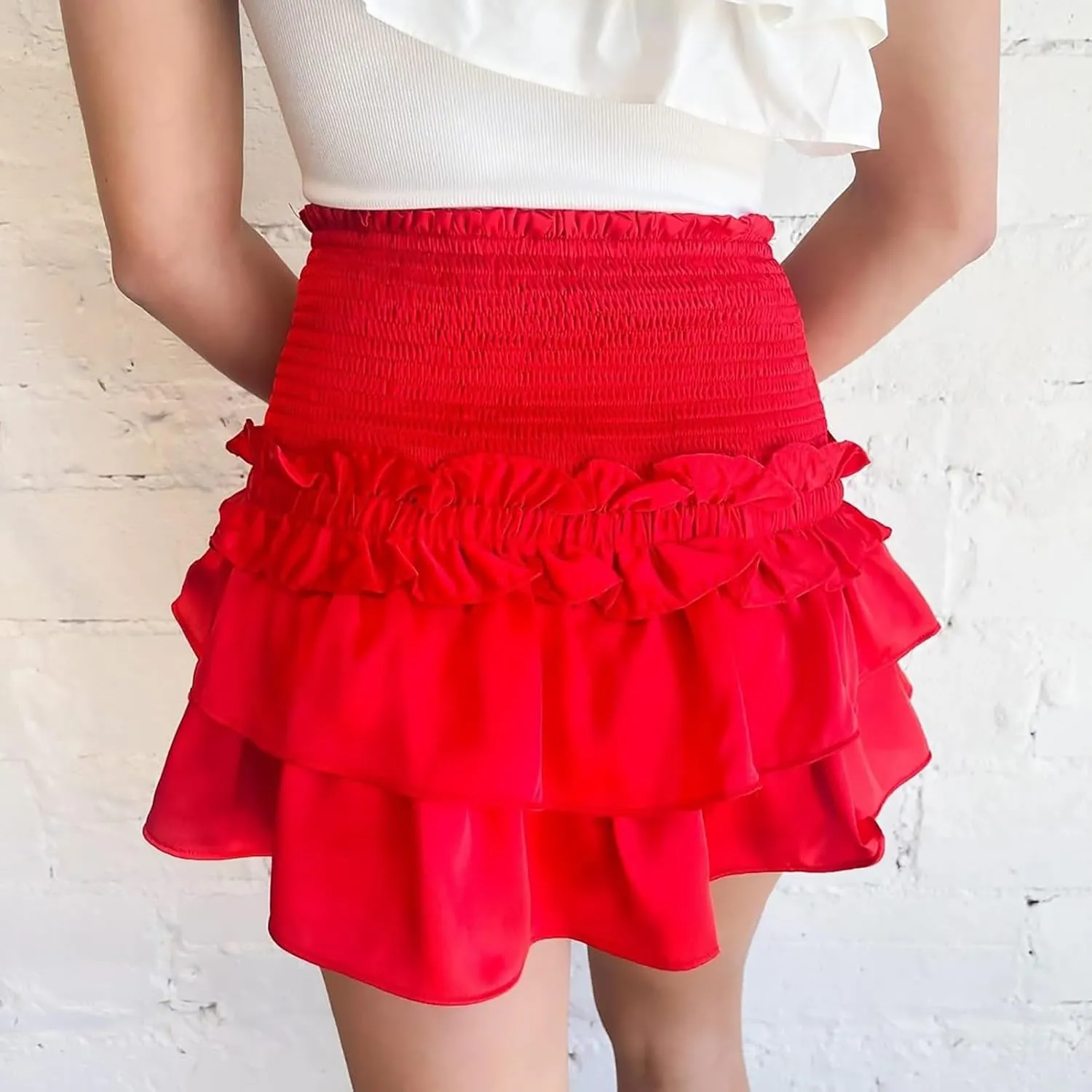Flowy Shorts for Women Ruffle Skorts Mini Skirts High Waisted Teen Gilrs Tennis Skort Summer Shorts Active Workout