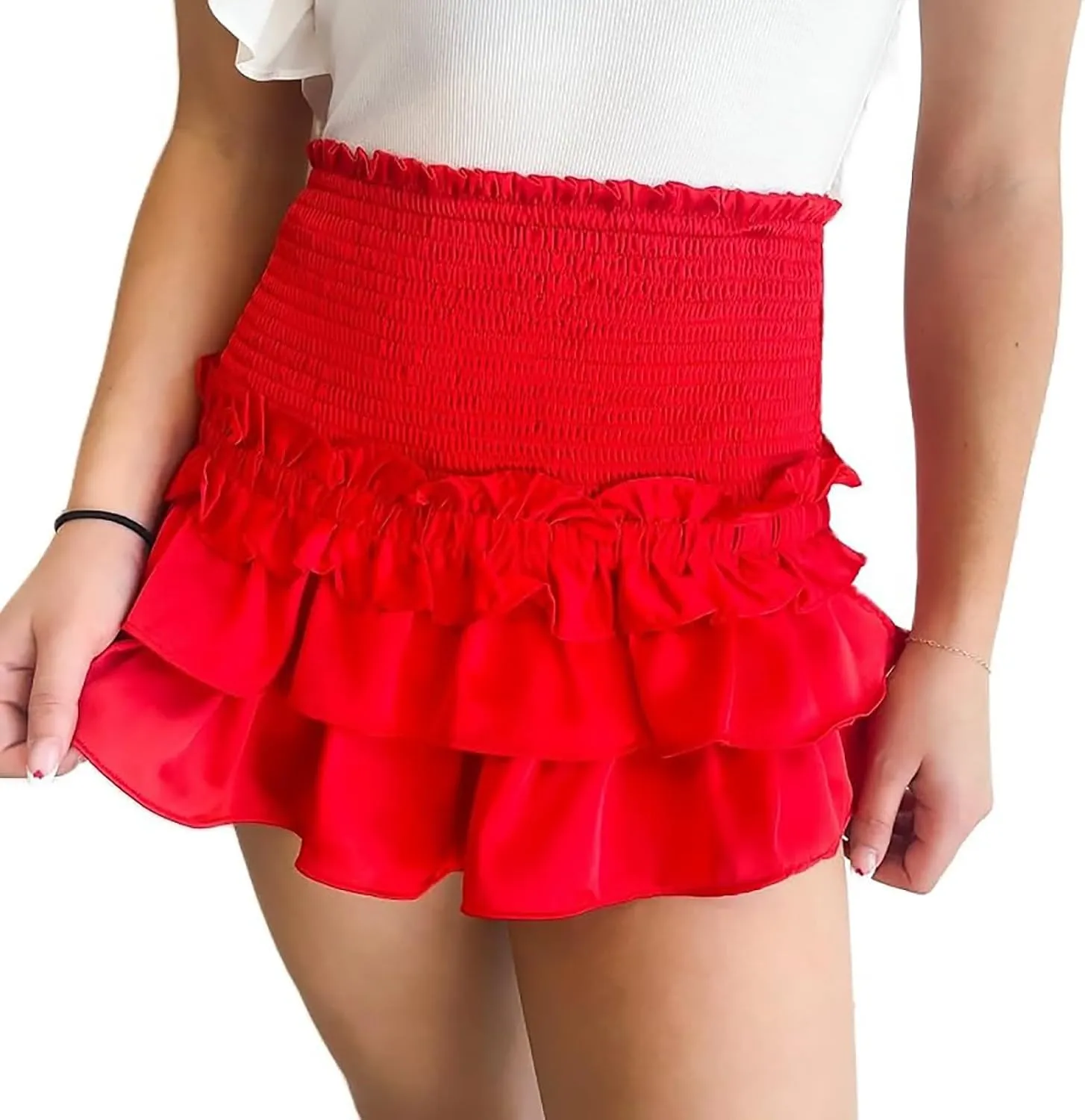 Flowy Shorts for Women Ruffle Skorts Mini Skirts High Waisted Teen Gilrs Tennis Skort Summer Shorts Active Workout