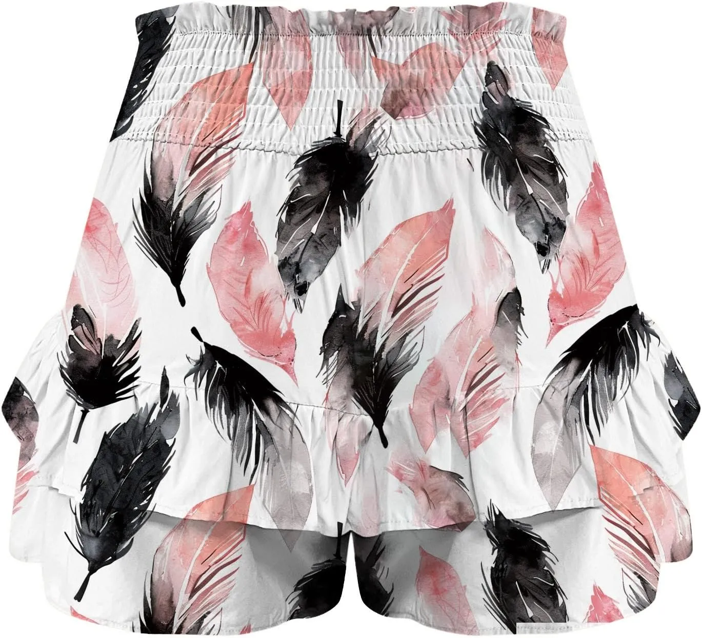 Flowy Shorts for Women Summer Boho Floral Print Ruffle Mini Skirts Comfy Baggy High Waisted Tennis Running Shorts
