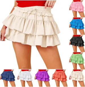 Flowy Skirts for Women Casual Shorts Boho Dress Sexy Floral Skorts Ruffle Mini Skirt Running Tennis Butterfly Shorts