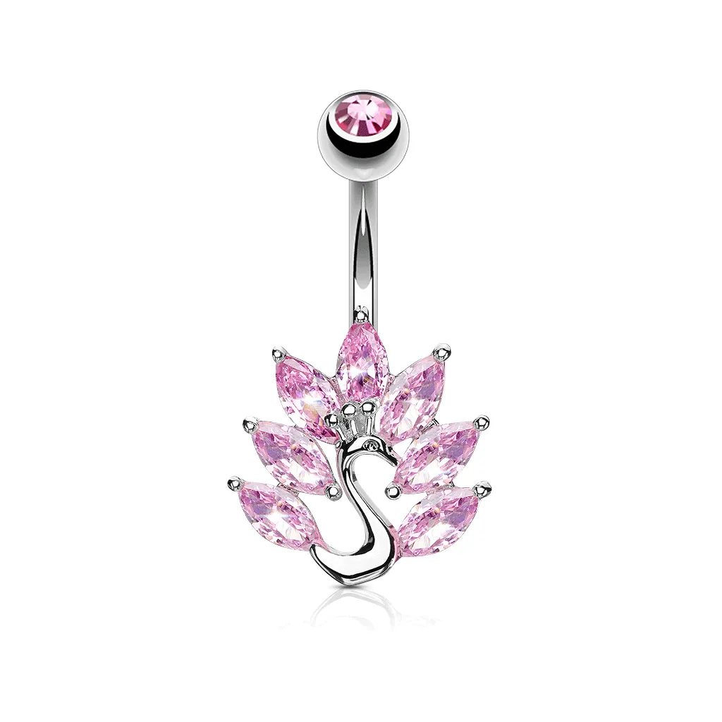 Fluff Your Feathers Peacock Belly Ring