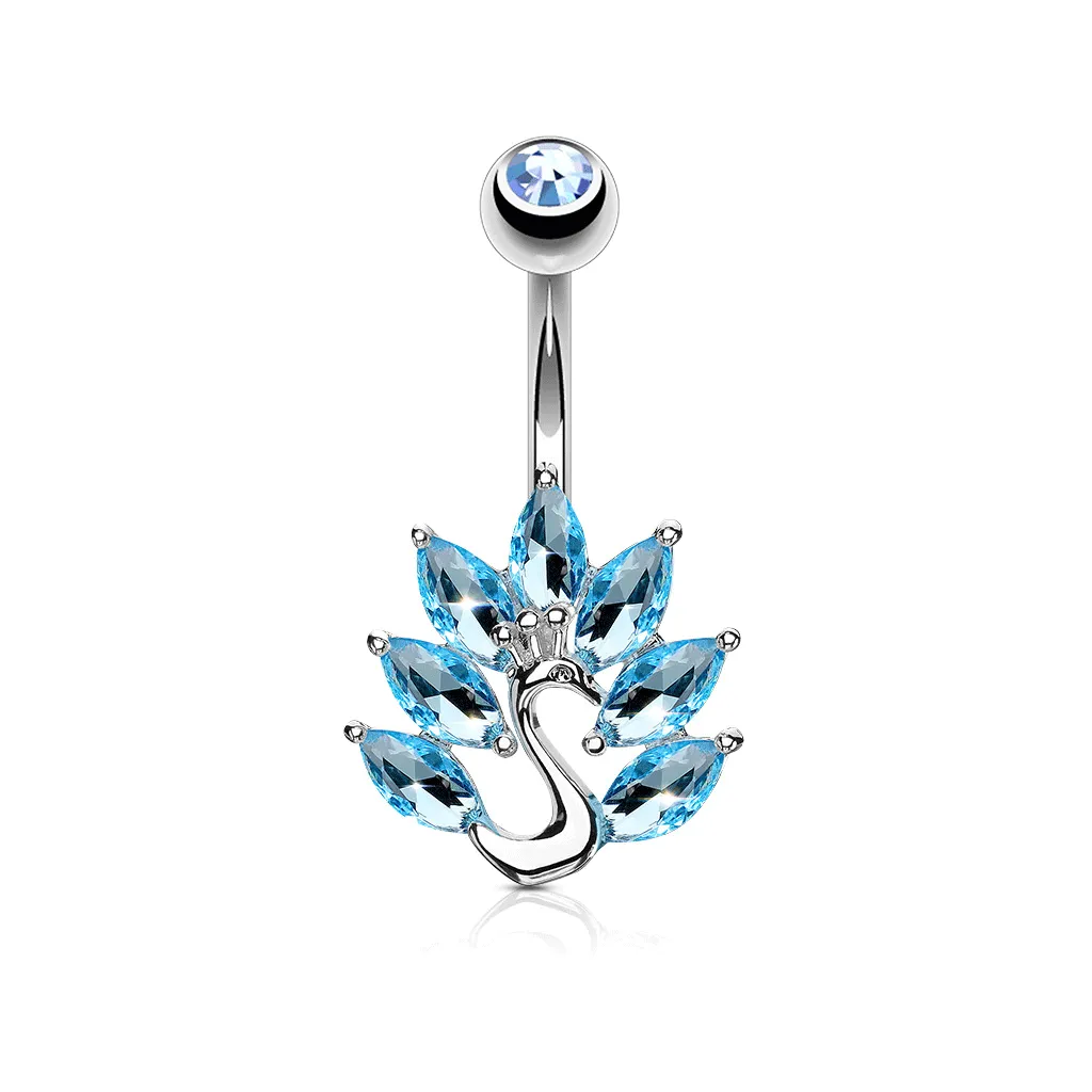 Fluff Your Feathers Peacock Belly Ring
