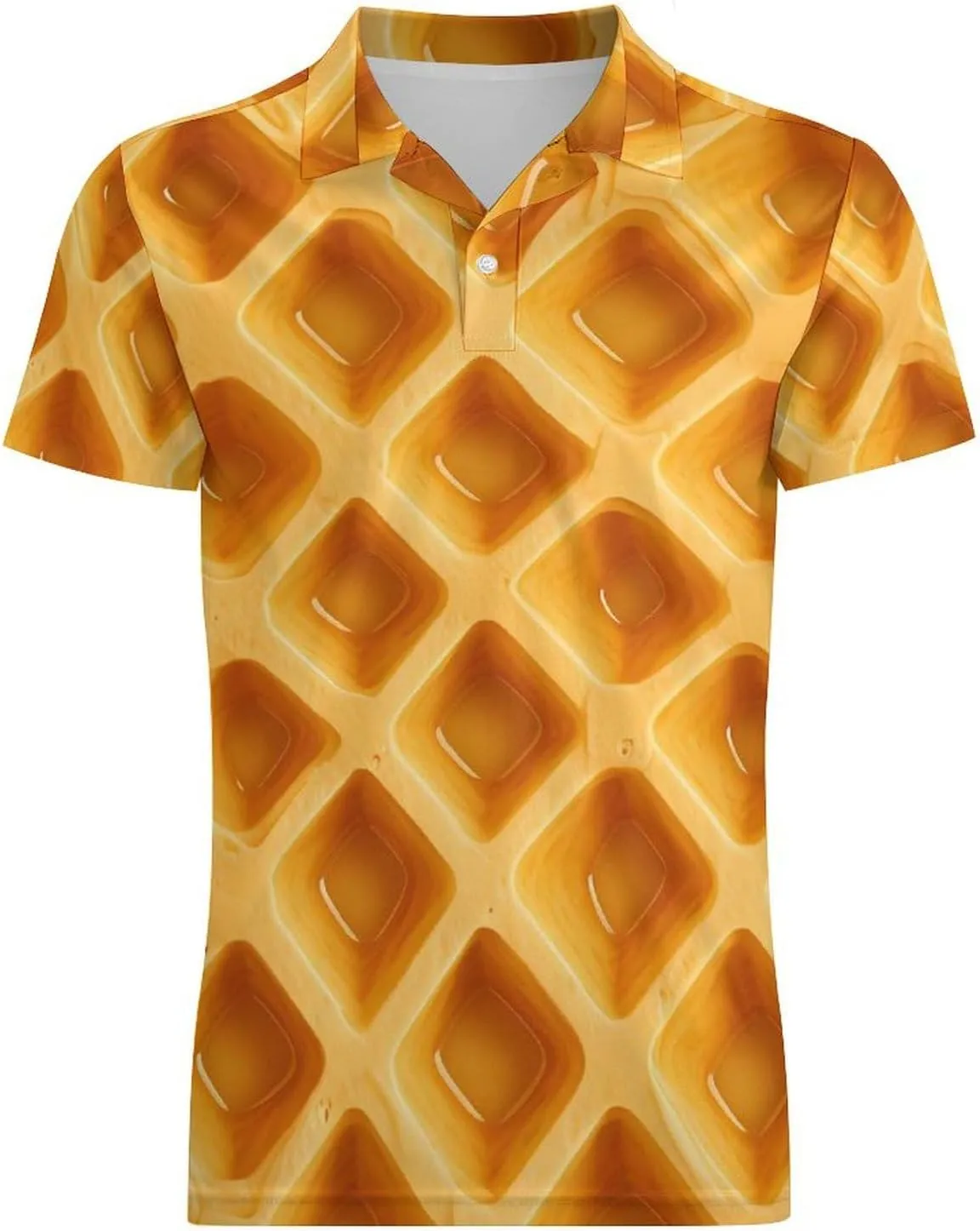 Food Waffle Men's Polo Shirt Short Sleeve Casual Athletic Quick Dry Golf T-Shirts