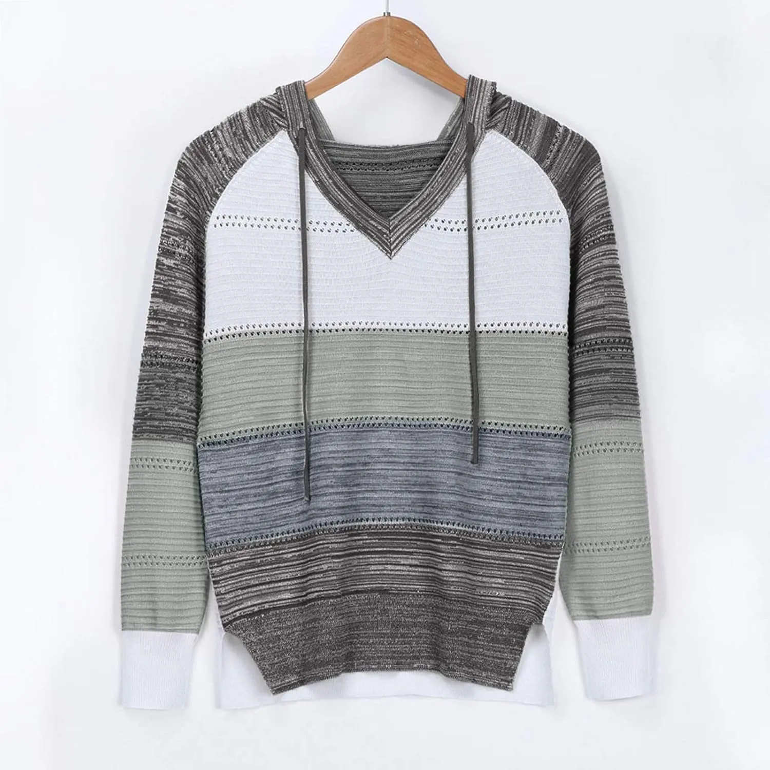 FQZWONG Spring Sweaters for Women 2025 Plus Size Long Sleeve Hoodies Casual Ladies Sweatshirts Fashion Knit Hooded Tops