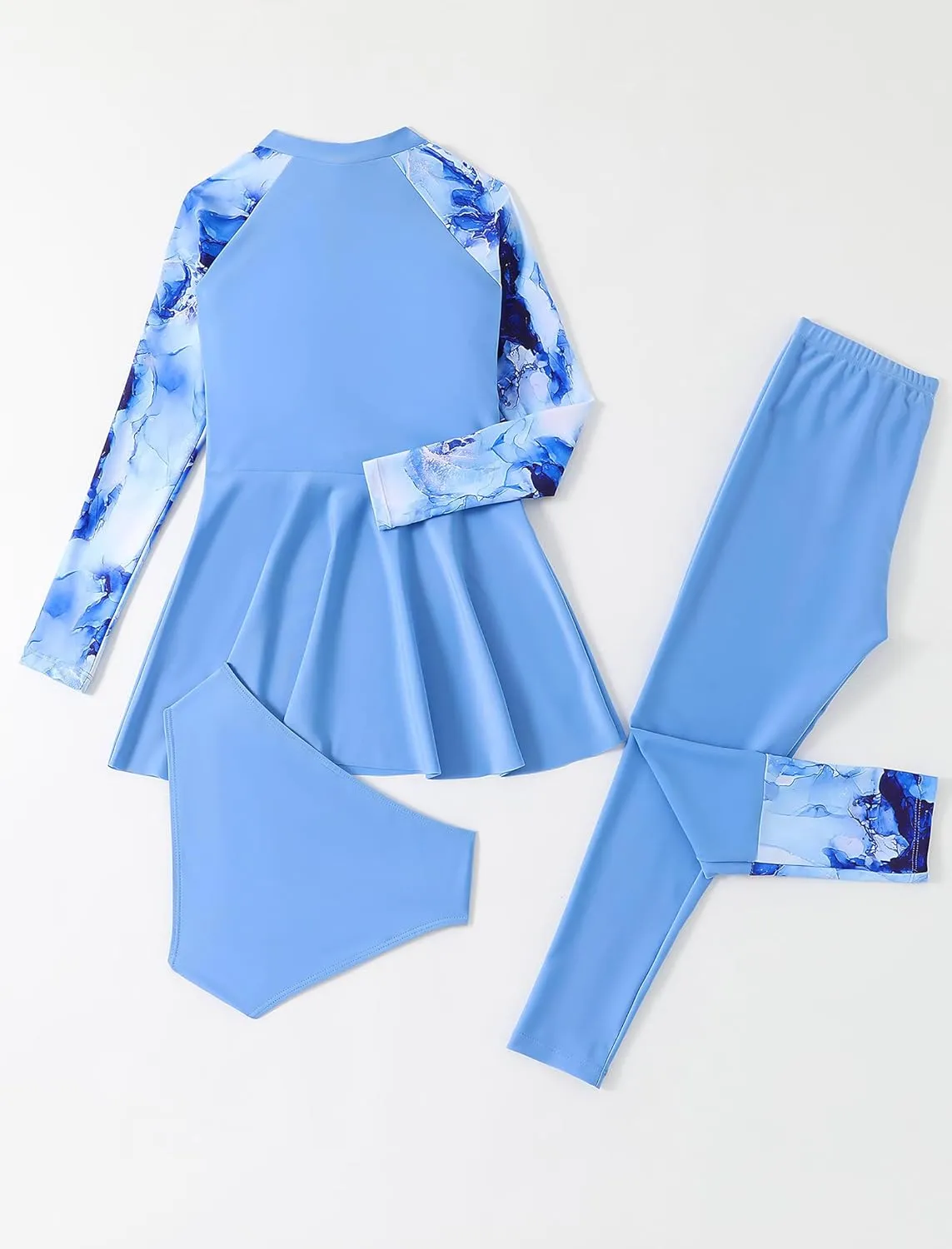 FYMNSI Kids Burkini Swimsuits Girls Baby Modest Muslim Swimwear Long Sleeve Swim Top Pants Hijab 3PCS Bathing Suit Rash Guard