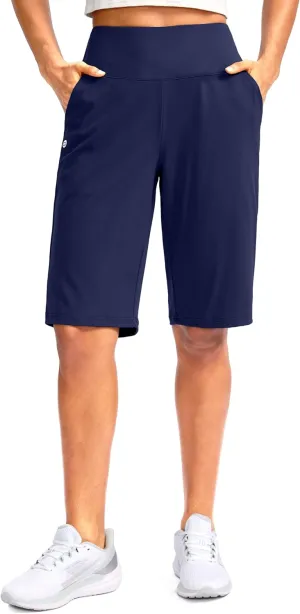 G Gradual Women's 12" Bermuda Long Shorts with Pockets High Waisted Stretch Knee Length Shorts for Women Summer Walking