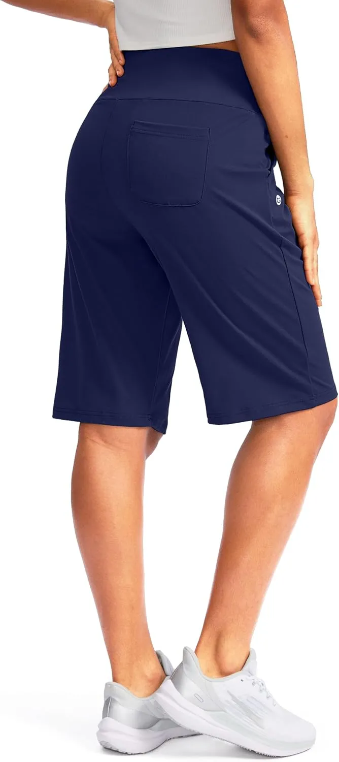 G Gradual Women's 12" Bermuda Long Shorts with Pockets High Waisted Stretch Knee Length Shorts for Women Summer Walking