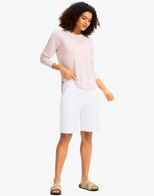 G Gradual Women's Bermuda Long Shorts with Pockets High Waisted Knee Length Shorts for Women Walking Athletic Workout