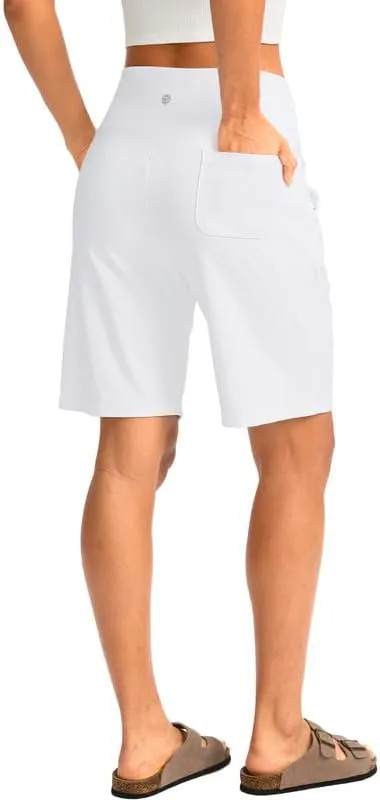 G Gradual Women's Bermuda Long Shorts with Pockets High Waisted Knee Length Shorts for Women Walking Athletic Workout